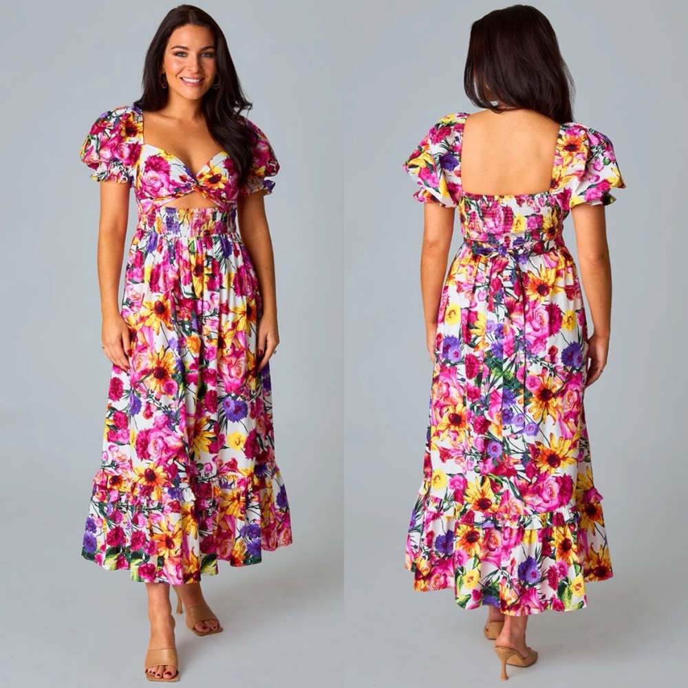 NWT Buddy Love Ross Cut Out Midi Dress Floral